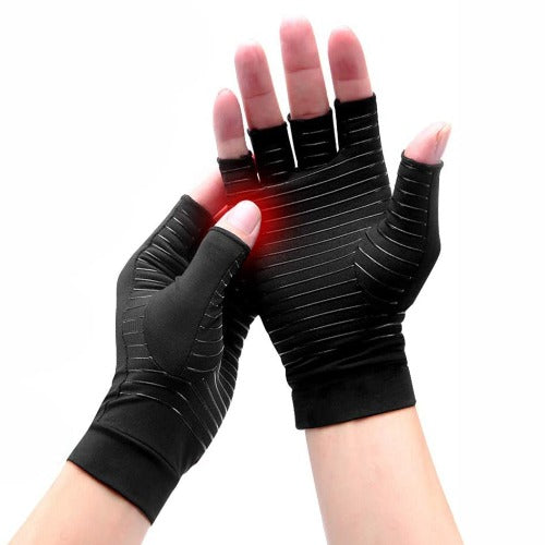 Copper Infused Fingerless Compression Gloves for Arthritis Relief