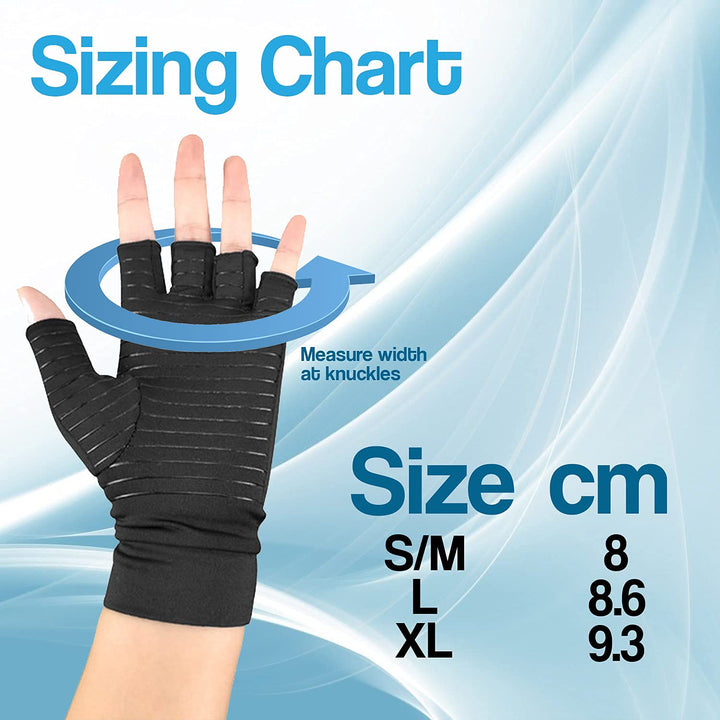 Copper Infused Fingerless Compression Gloves for Arthritis Relief