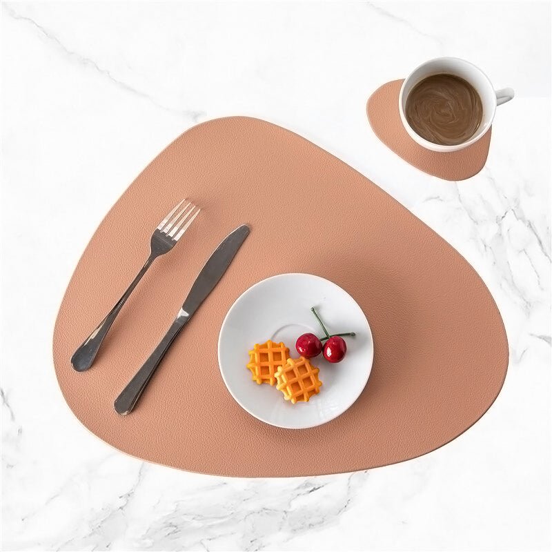 Water-Resistant Leather Placemat Set - Tablevo