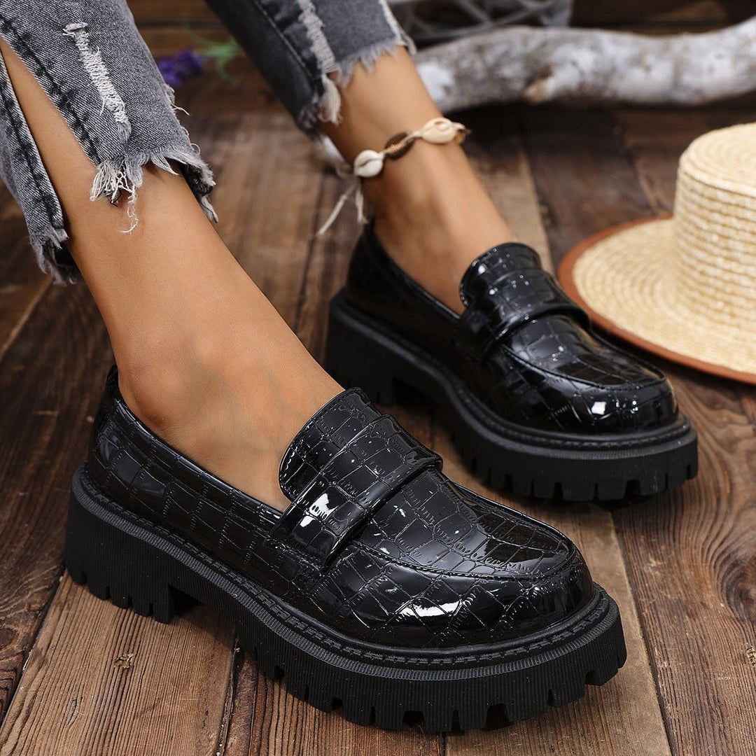 Loafers with Crocodile Print and Lug Sole for Women