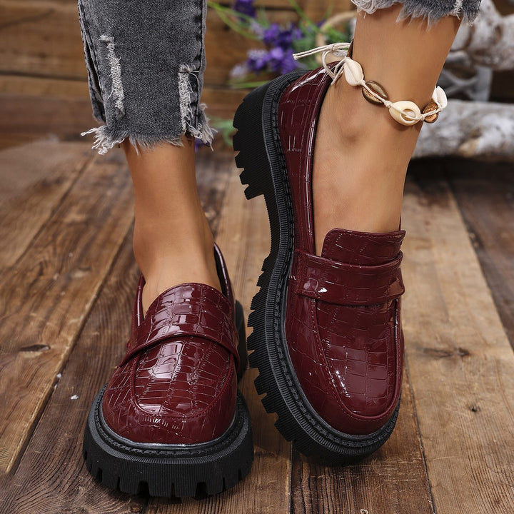 Loafers with Crocodile Print and Lug Sole for Women