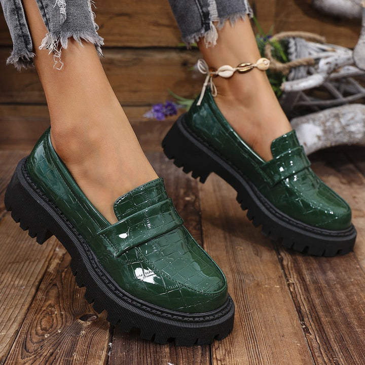 Loafers with Crocodile Print and Lug Sole for Women