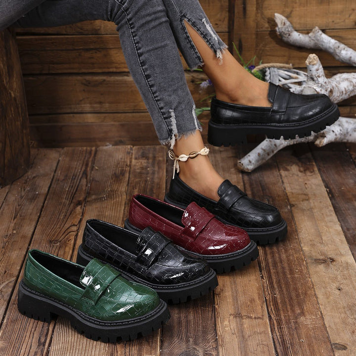 Loafers with Crocodile Print and Lug Sole for Women
