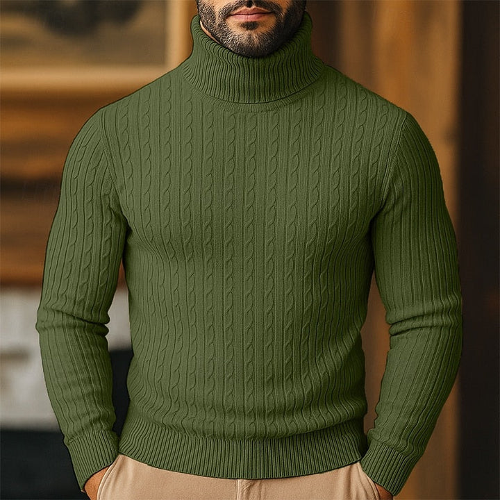 Curtis | Men's Cable Knit Turtleneck Sweater with Full Collar