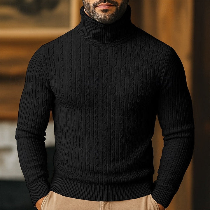 Curtis | Men's Cable Knit Turtleneck Sweater with Full Collar