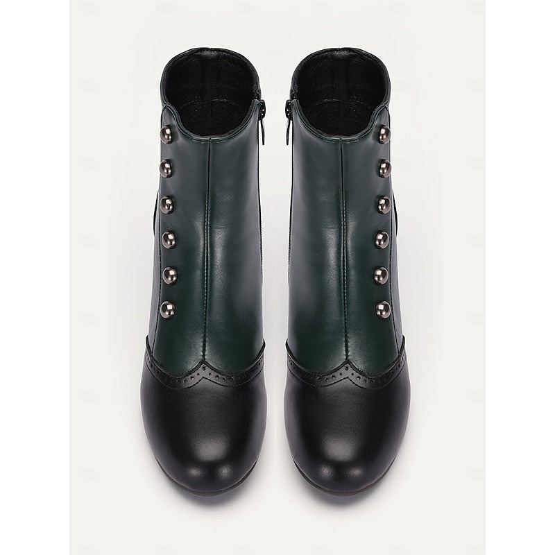 Eleanora | Women's Vintage Two-Tone Ankle Boots with Contrast
