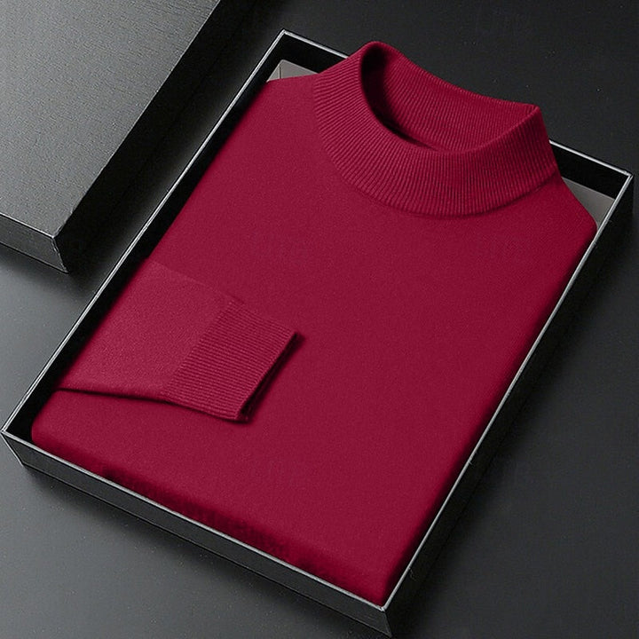Calvin Men's Mock Neck Sweater with Clean Fine-Gauge Knit - Elena Harper