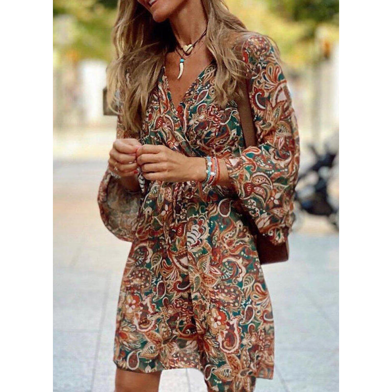 Boho Dress with Loose Fit and Lightweight Fabric Ideal for Autumn