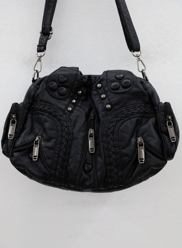 Taranta - Black Shoulder Bag with Studs