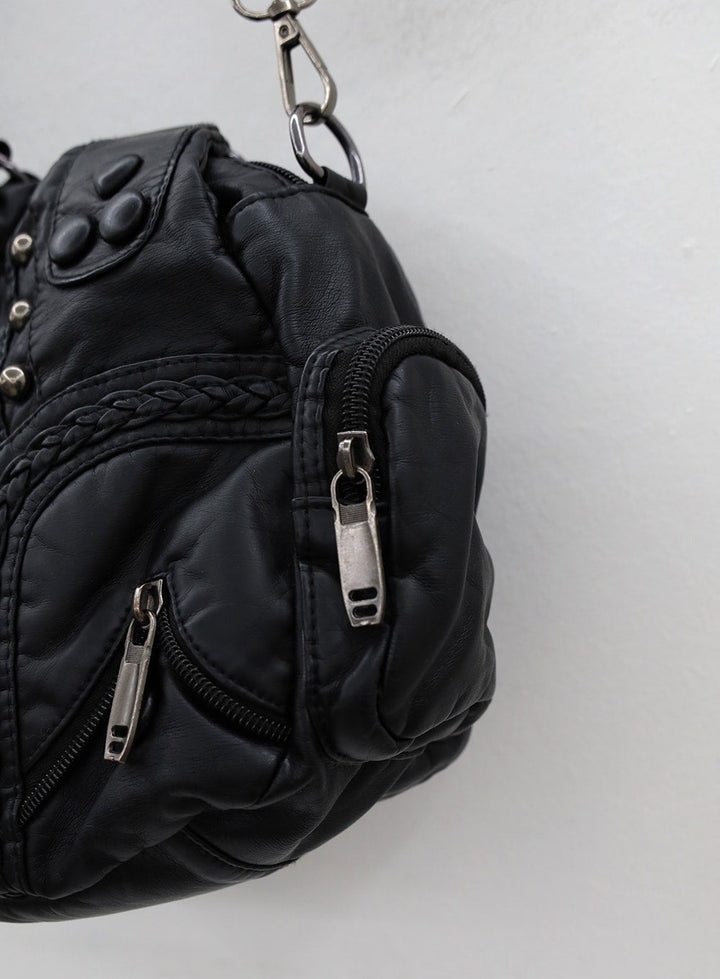 Taranta - Black Shoulder Bag with Studs