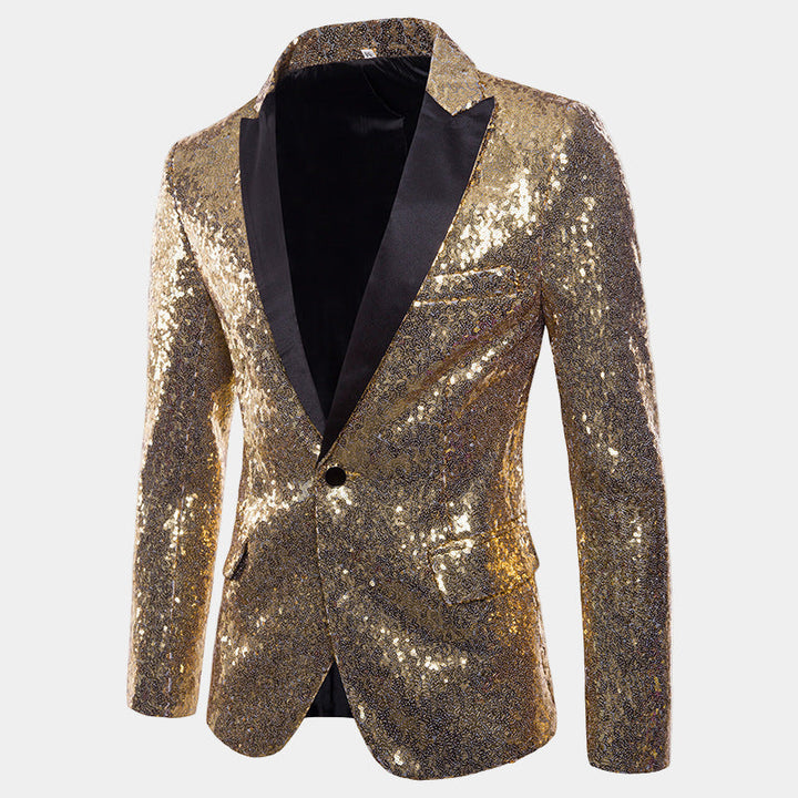 Glitter Blazer with Black Shawl Collar for Men
