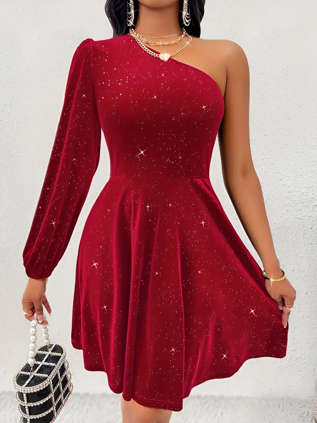 Charlotta - One-Shoulder Shirt Dress with Ruffles