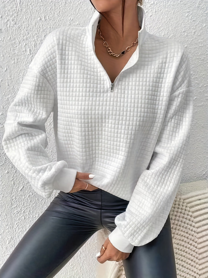 Adelina | Women's Quarter-Zip Textured Sweater with Relaxed Cut