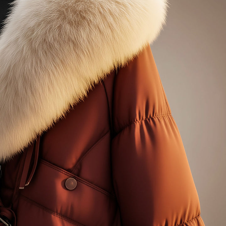 Emmeline Winter Coat with Plush Statement Collar for Women - Elena Harper
