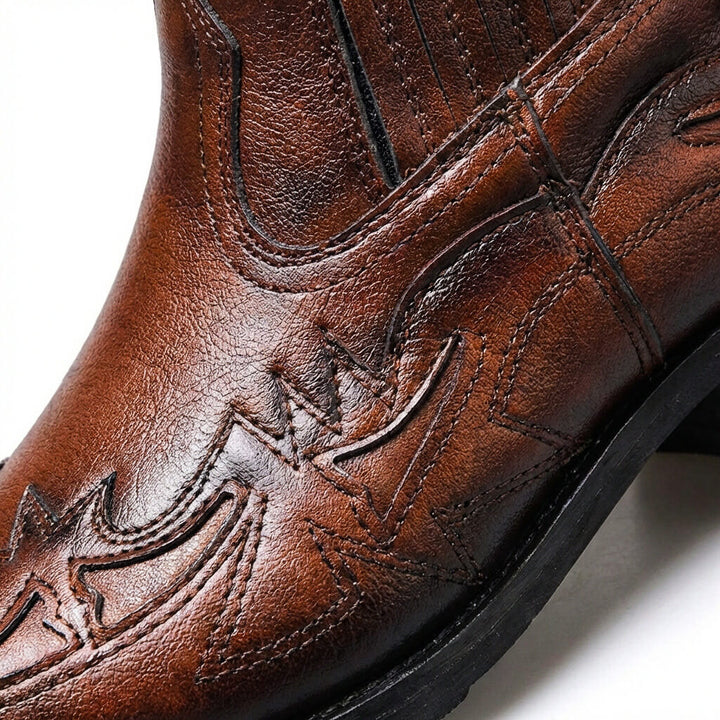 Beckett Italian Leather Boots with Polished Vintage Finish for Men - Elena Harper