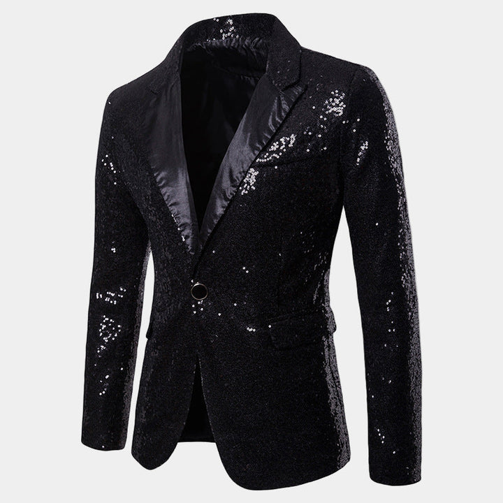 Glitter Blazer with Black Shawl Collar for Men