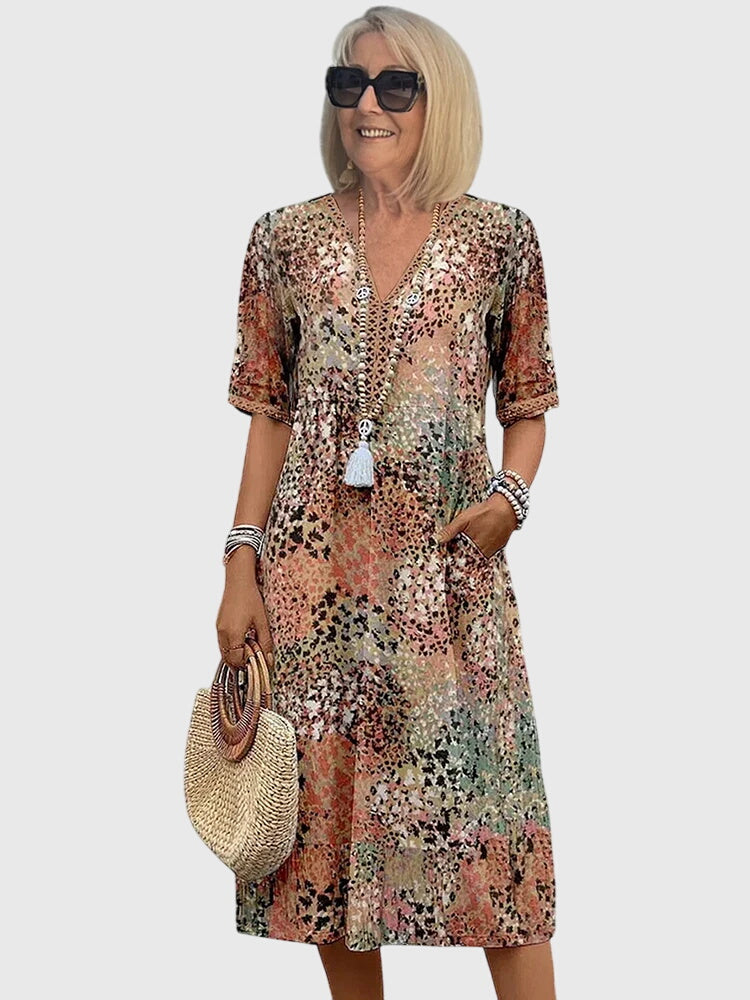 Bella Elegant Floral Midi Dress - Elena Harper
