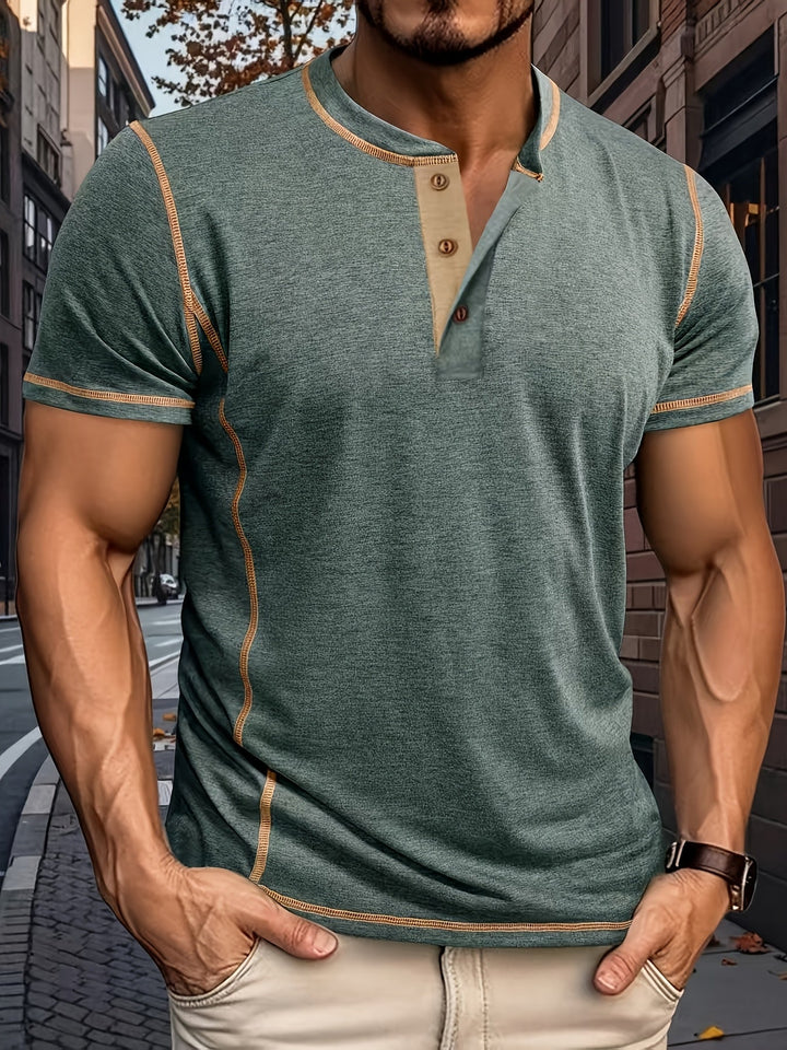 ELENA HARPER™  |  MENS CONTRAST-TRIM KNIT SHIRT