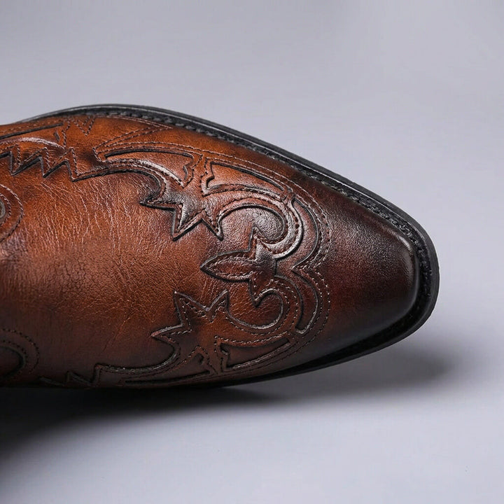 Beckett Italian Leather Boots with Polished Vintage Finish for Men - Elena Harper