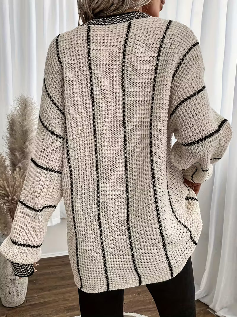 Lykke - Striped V Neck Oversized Sweater