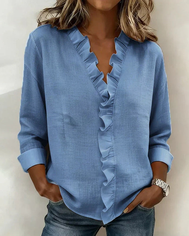 Savi™ | Stylish V-Neck Top with Ruffles