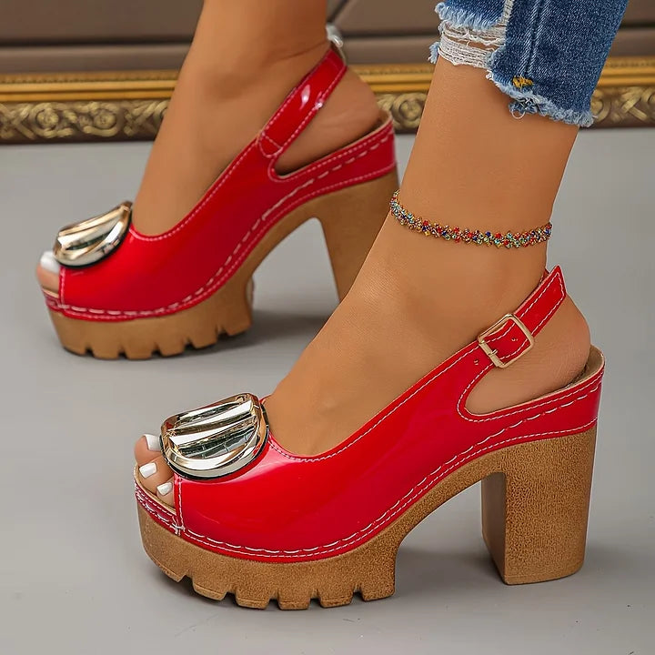 Megyn Pumps with Vintage Metal Buckle, view 7 - Elena Harper