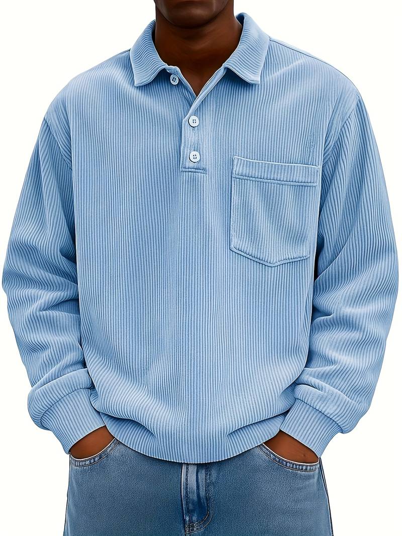 Hawkins - Long Sleeve Turn-Collar Corduroy Shirt
