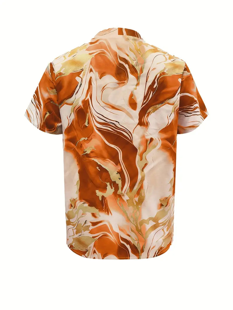 Mildred Marble Print Short Sleeve Shirt - Elena Harper