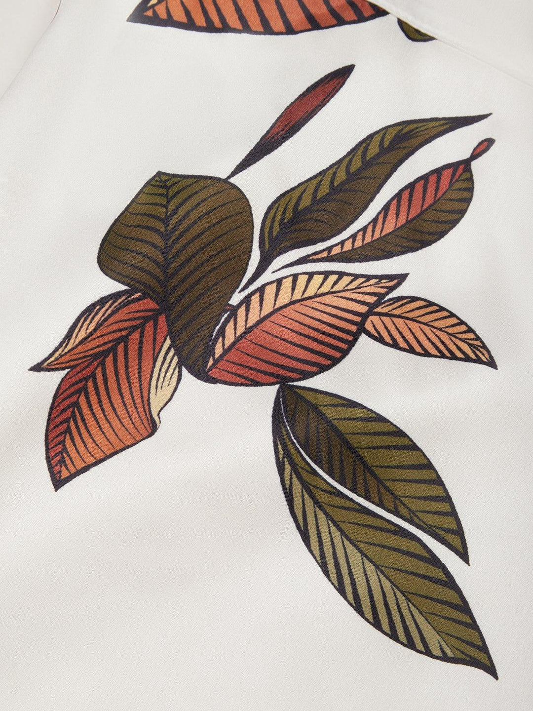 Form-fitting Florence satin dress with short sleeves and white leaf pattern - Elena Harper