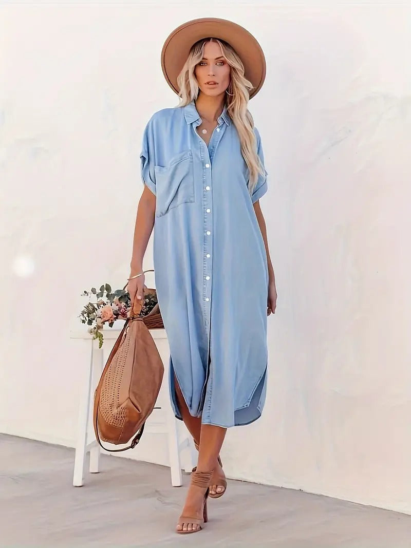 Samira-Shirt dress with fixed pockets - Elena Harper