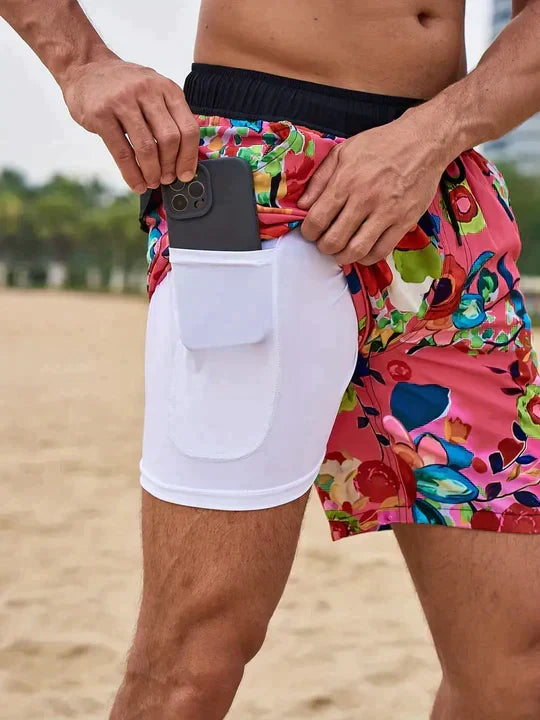 Men's Montarello Summer Quick-Dry Swim Shorts with Compression Liner