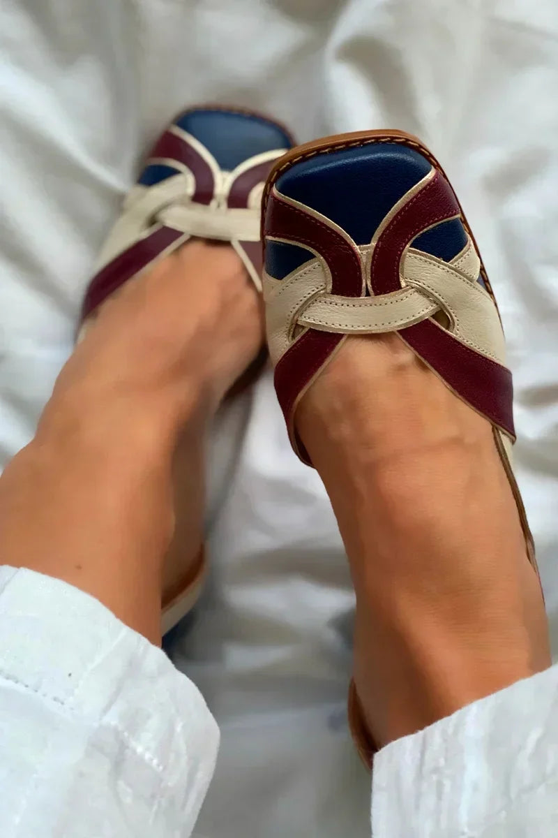 Amara Tri-Color Slip-On Flats - Elena Harper