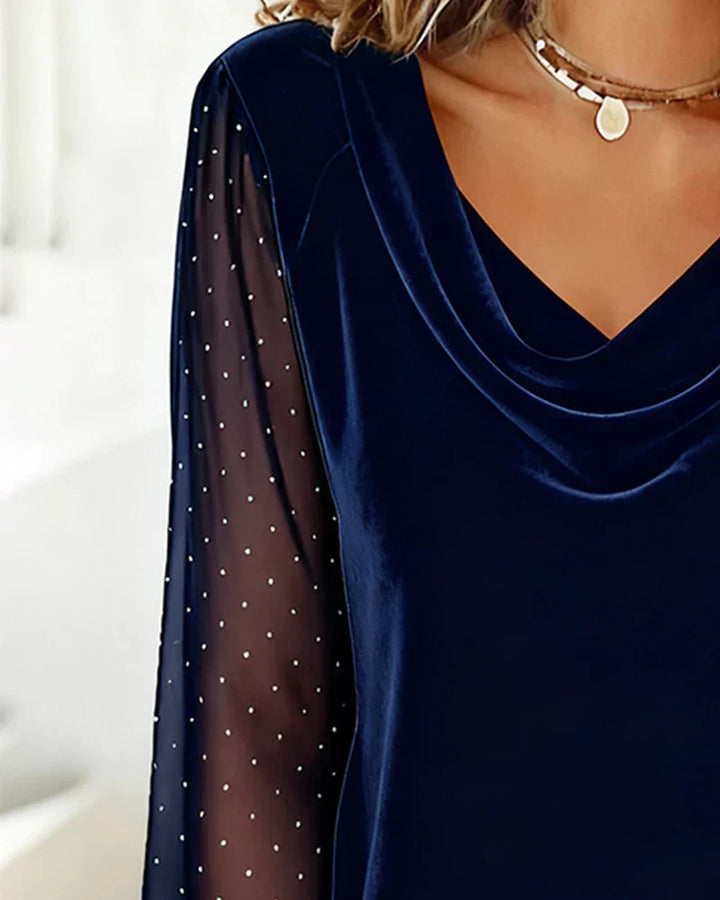 Adriana Blouse with Draped Collar - Elena Harper
