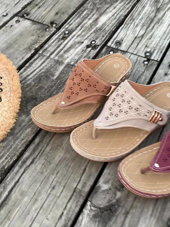 Platform wedge flip-flops adorned with pearls for women Montarello