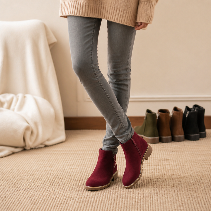 Valentina | Faux Fur Lined Ankle Boots in Suede Look