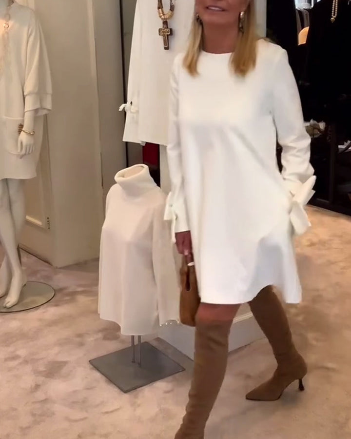 Nia Elegant Bow-sleeve Mini Dress - Elena Harper