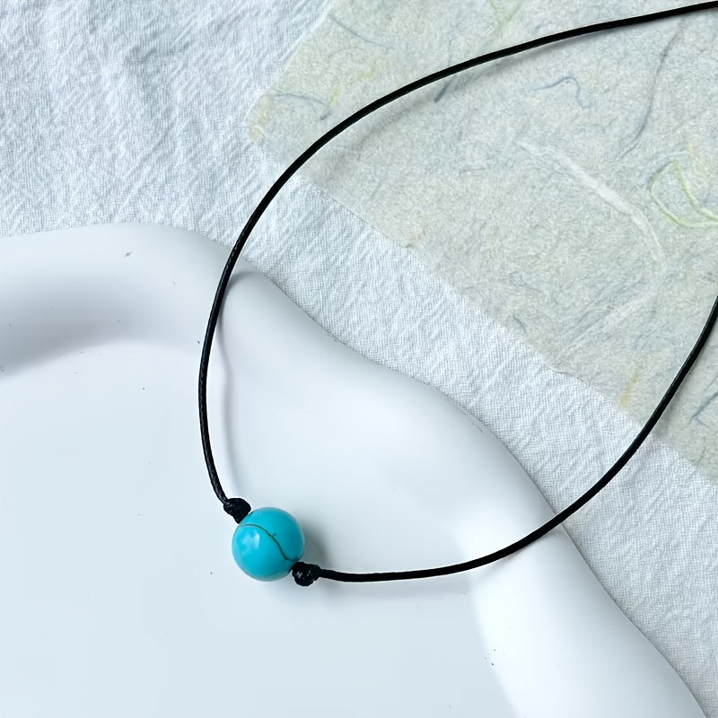 Bohemian Turquoise Stone Bead Adjustable Necklace - Elena Harper