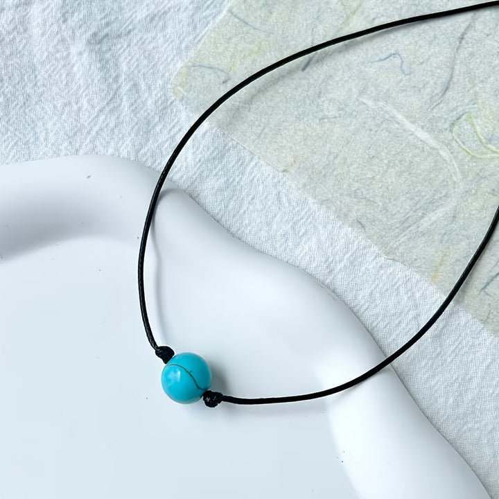Bohemian Turquoise Stone Bead Adjustable Necklace - Elena Harper