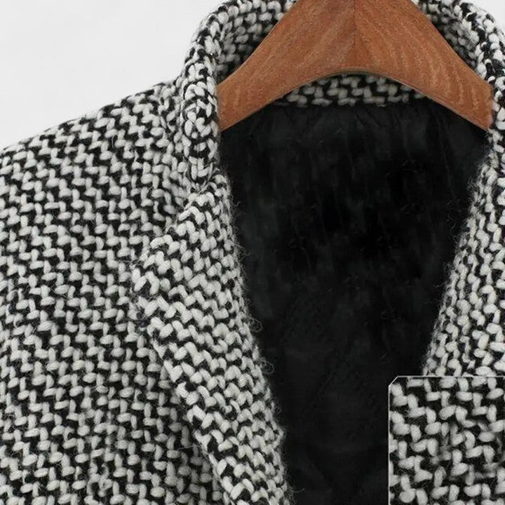 Women's Houndstooth Coat – Elegant Double-Breasted Coat