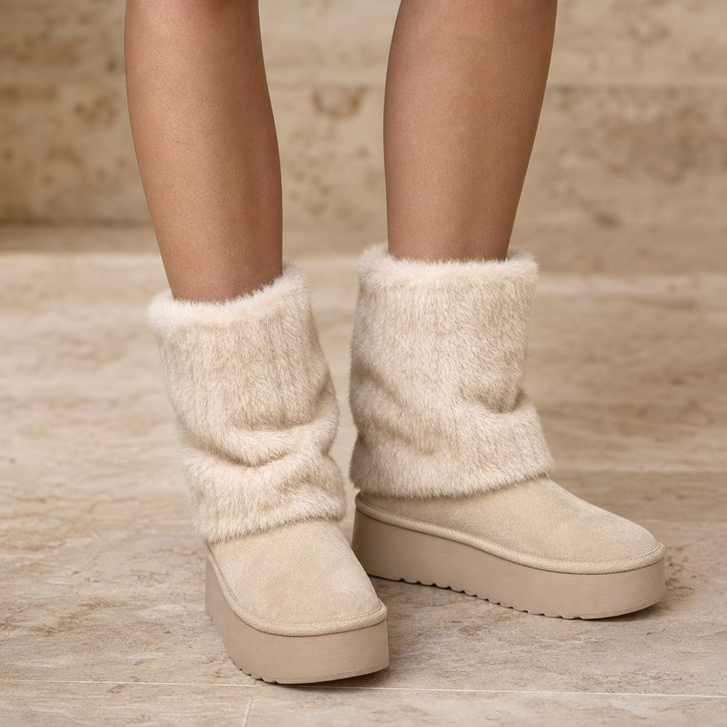Alina | Comfortable and Stylish Platform Winter Boots with Faux Fur