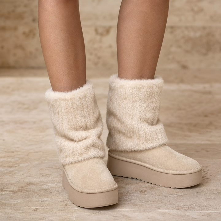 Alina | Comfortable and Stylish Platform Winter Boots with Faux Fur