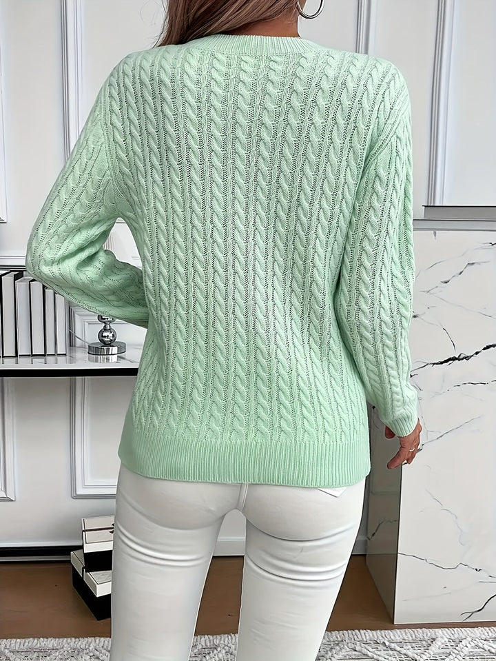 Women's Cable Knit Crew Neck Jumper – Rosalina