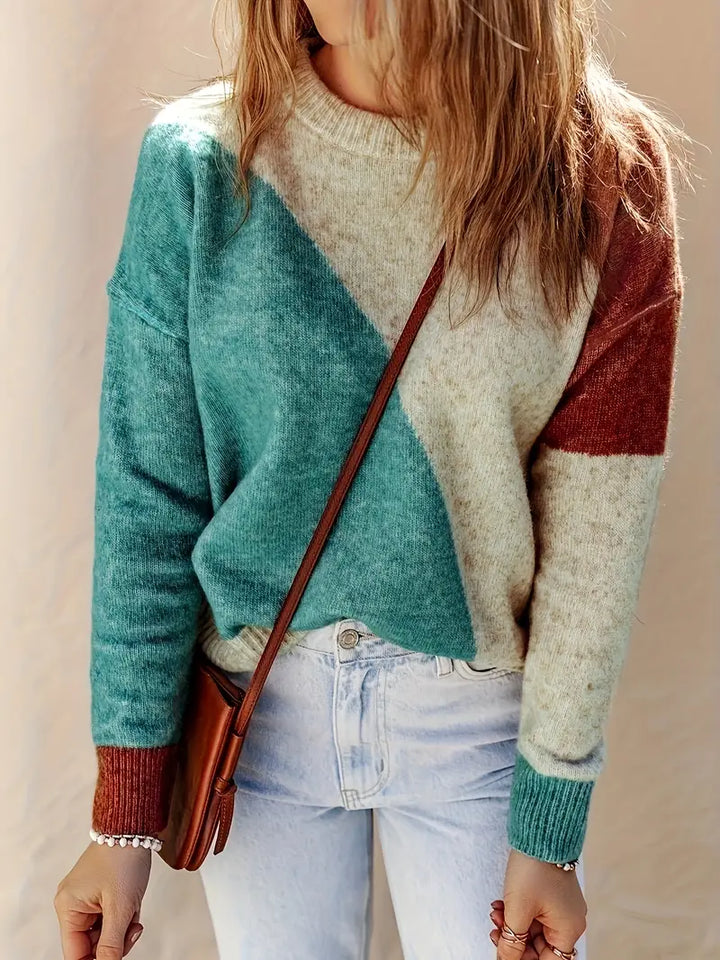 Elinne Color Block Sweater, view 4 - Elena Harper