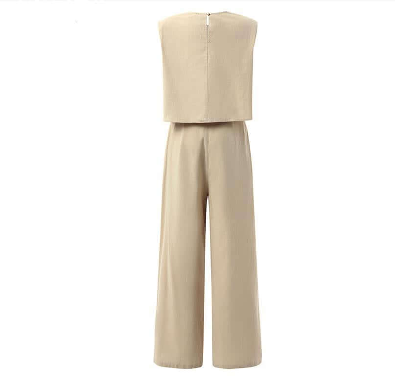 Women's Sleeveless Top & Wide-Leg Trousers Set