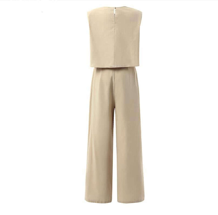 Women's Sleeveless Top & Wide-Leg Trousers Set