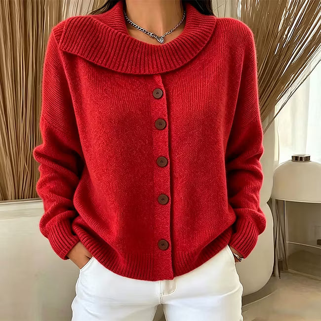 Draperie Oversized Waterfall Collar Knit Cardigan - Elena Harper
