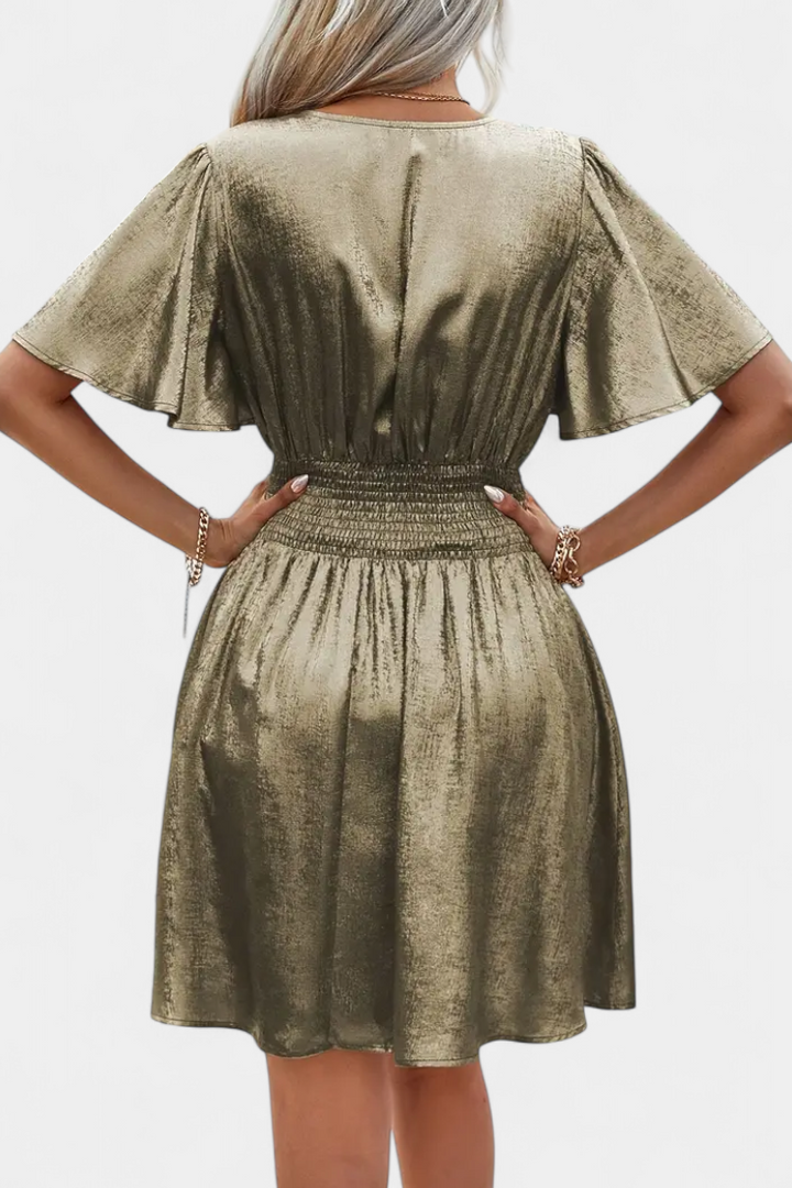 Adalee Women's Dress with V-Neck and Crossed Waist - Elena Harper