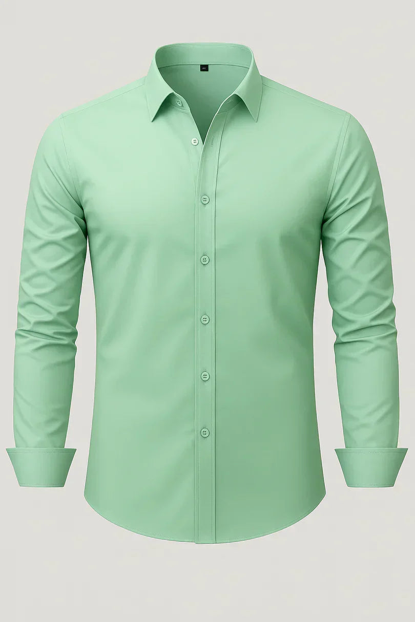 Bordon Non-Iron Stretch Shirt with Button Placket, view 5 - Elena Harper