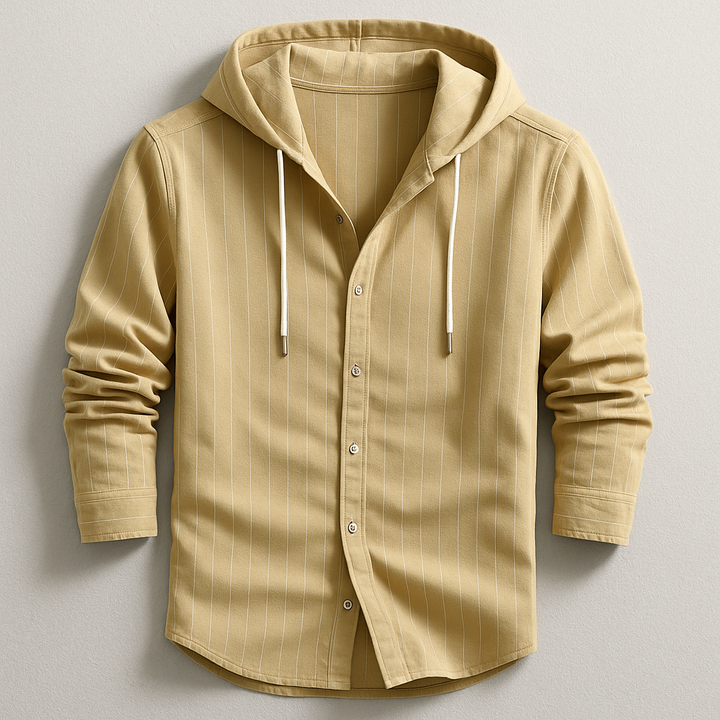 ELENA HARPER™  |  LUXURY STRIPED SHIRT WITH HOOD