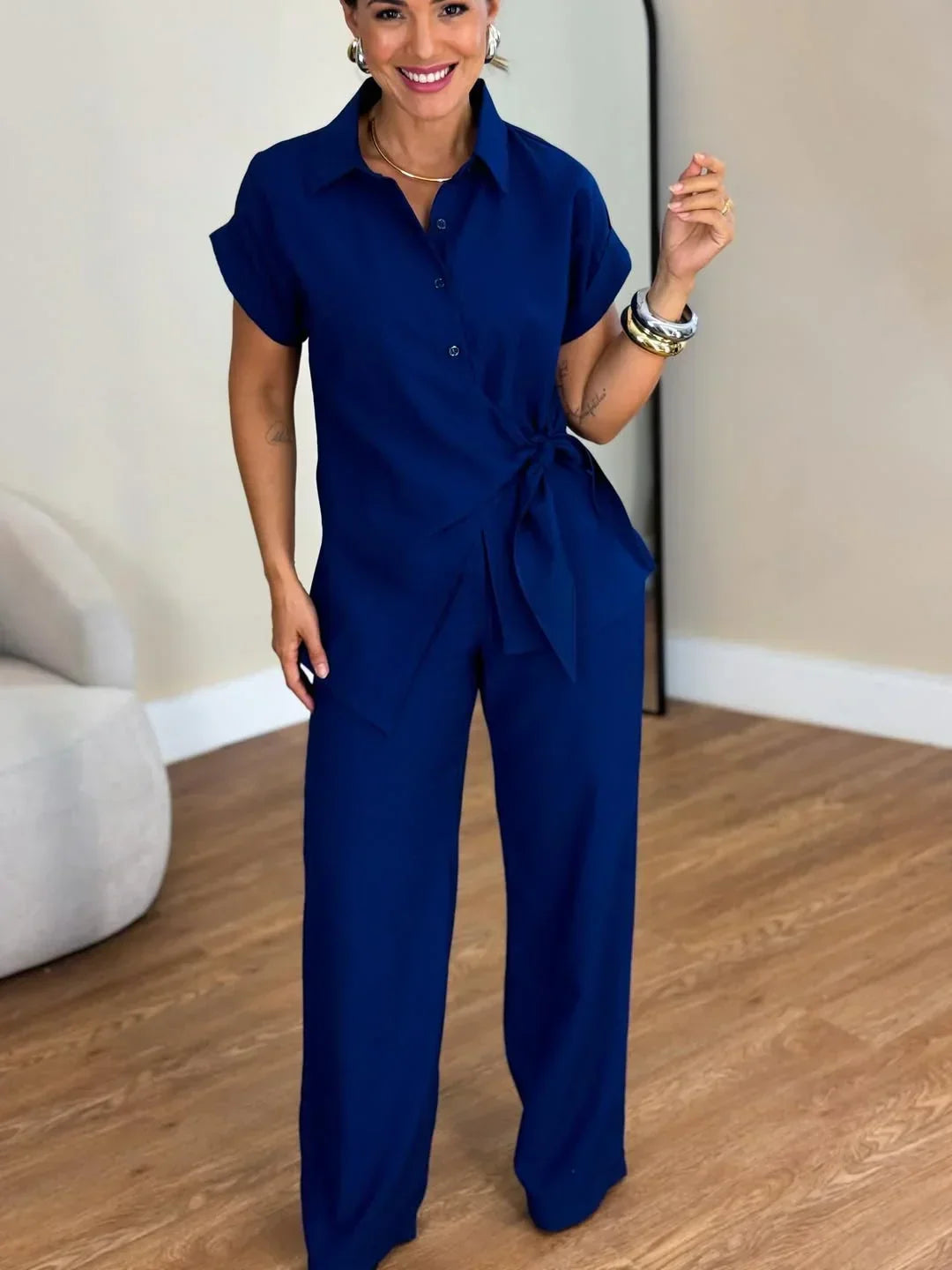 Lorie Elegant Two-Piece Set with Front Tie, view 10 - Elena Harper